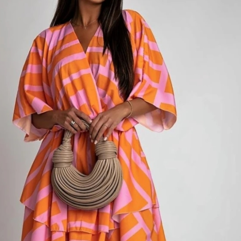 Others Follow Pink and Orange High Low Dress